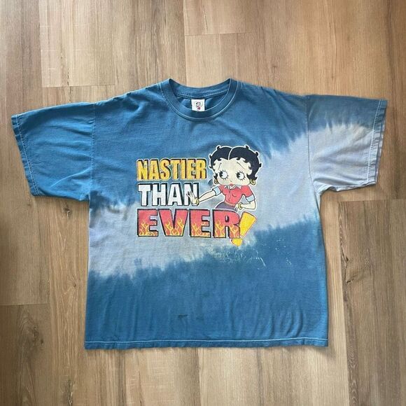 Vintage Betty Boop T-Shirt Nastier Than Ever Y2K Tie-dye Early 2000s One Size XL - Picture 1 of 8